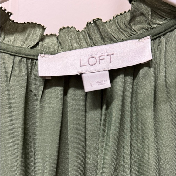 LOFT Women's Olive Ruffle Trim Blouse - Picture 2 of 3